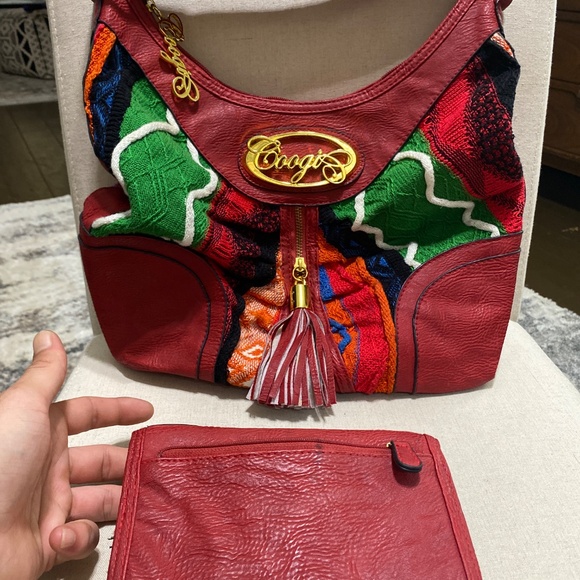 Vintage COOGI rare knitted red gold multicolor purse bag & wallet Hobo Shoulder - Picture 11 of 17